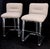 Mid-Century Modern Pair Bent Lucite 1970s New Alcantera Upholstery Swivel Barstool Chairs Chairs For Sale - Image 3 of 15