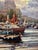 Large Vintage Signed Harbor Scene Painting For Sale In Atlanta - Image 6 of 13