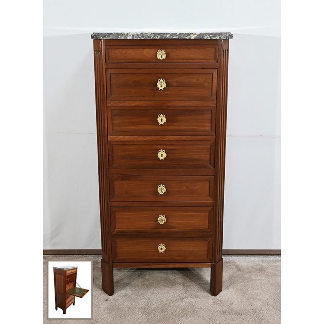 Helmantier secretary in solid mahogany and mahogany veneer stamped louis noël malle and carrying the brand of jurande jme....