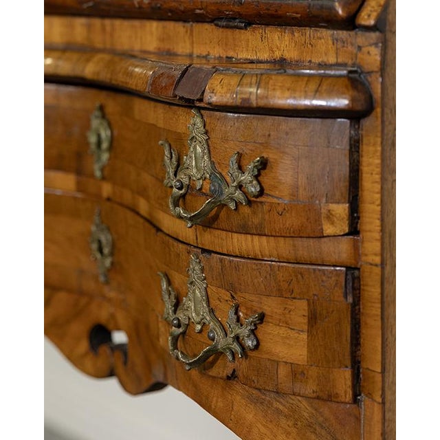 Brown 19th Century Louis XV Burled Walnut Secretary Desk For Sale - Image 8 of 9