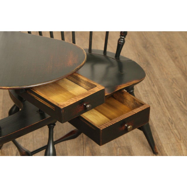 Oley Valley Reproductions Distress Painted Windsor Writing Armchair For Sale - Image 4 of 12