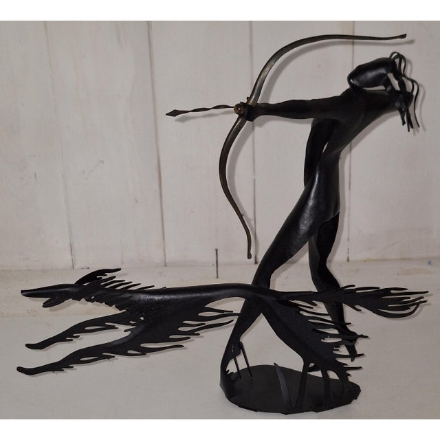 Mid-Century Modern Sculpture Diana on the Hunt in Black Lacquered Metal, 1960s For Sale - Image 3 of 5