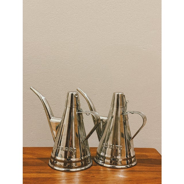 Portuguese Inox Oil and Vinegar Cruets, 1970s, Set of 2 For Sale - Image 6 of 6