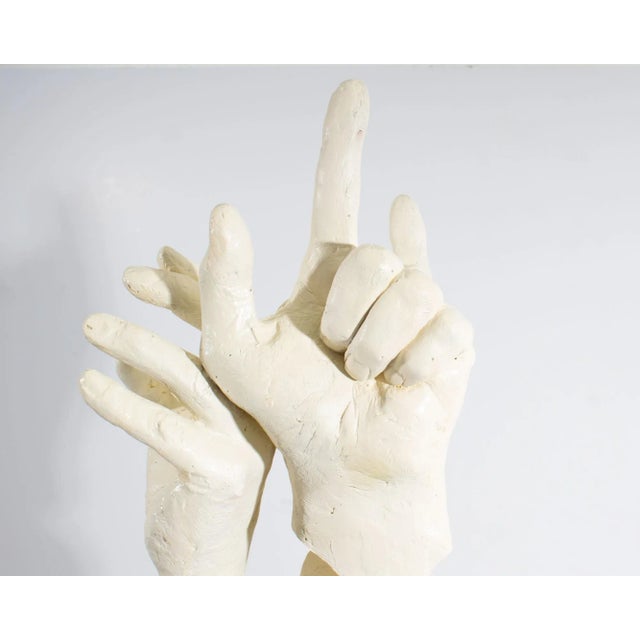 Contemporary Paul Haskin Signed Plaster Sculpture of Hands For Sale - Image 3 of 10