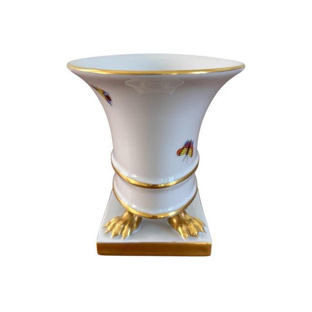 High quality hand-painted porcelain vintage original Herend small cachepot/urn. Featuring intricate floral patterns,...