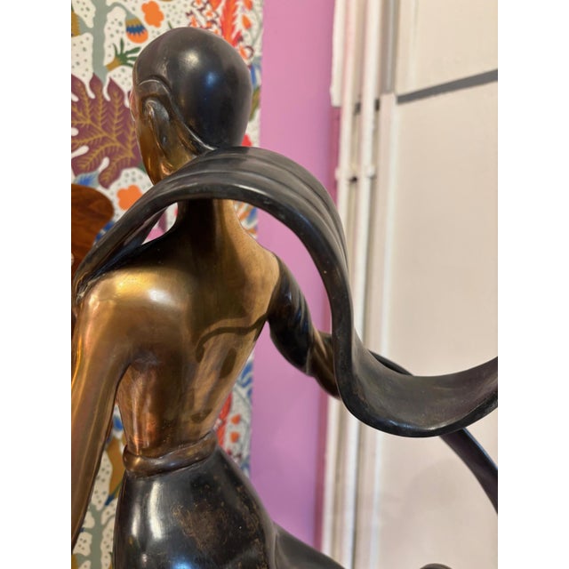 Black Art Deco Bronze Figure Dancer, 1930s For Sale - Image 8 of 10