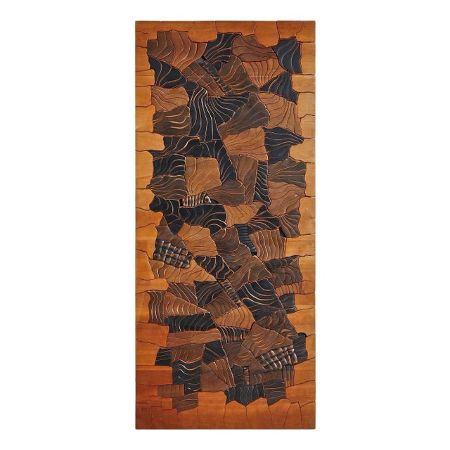 Monumental French Multi Wood Wall Sculpture by Lucien Bénière For Sale