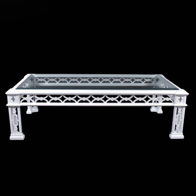 Rectangular Hollywood Regency Large Coffee Table in nice as found vintage condition. There are minor imperfections to the...