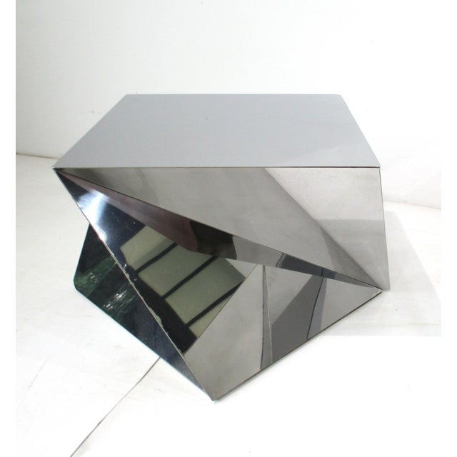 Mid 20th Century 1970's Chromed Origami Styled Angled Side Tables For Sale - Image 5 of 12