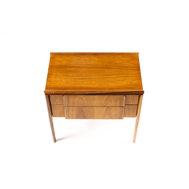 Wood 1960s Danish Modern Mid Century Walnut Nightstand Chest — Barney Flagg for Drexel Parallel For Sale - Image 7 of 9