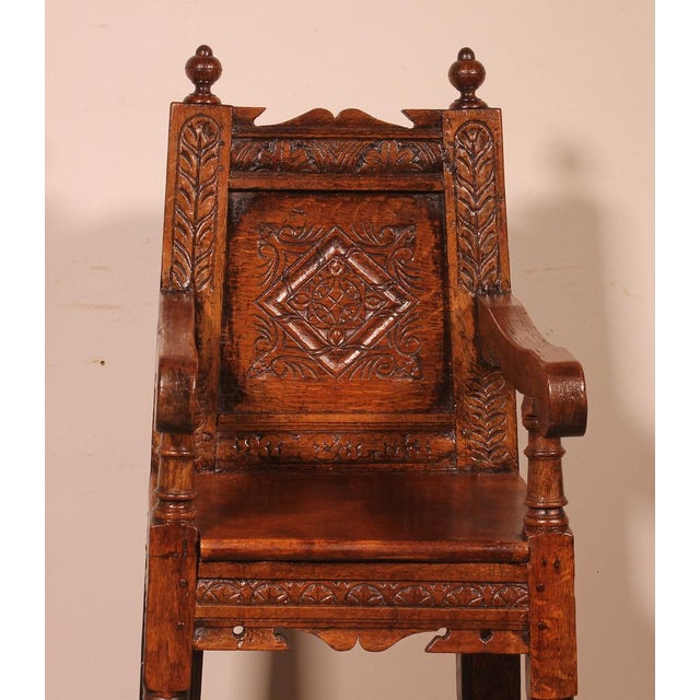 High Period Children's Chair in Oak, 17th Century For Sale - Image 9 of 12