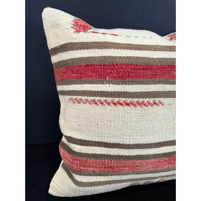 Turkish Hemp Pillow Cushion Natural Beige Red Cushion Cover 20"x20" #30683 Enhance your home decor with our Kilim Pillow...