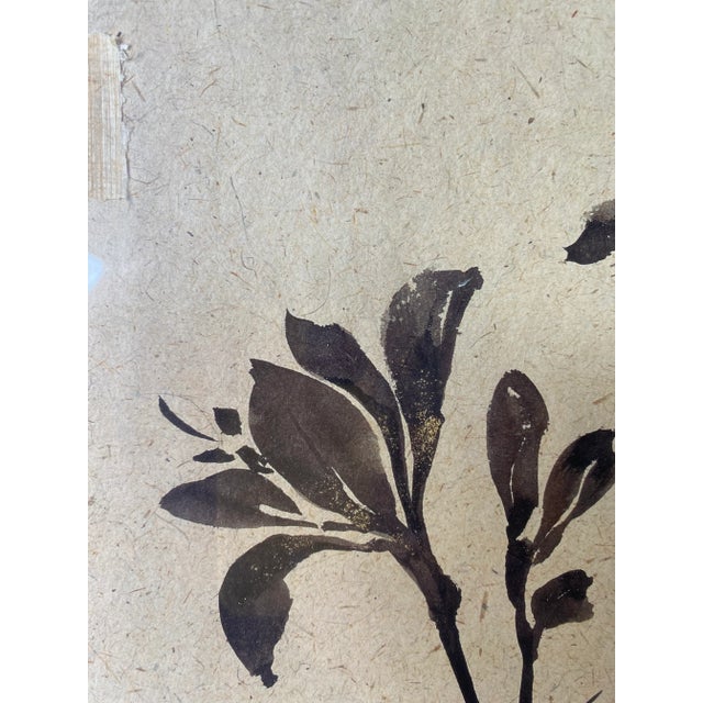 Vintage Asian Inspired Botanical Watercolor Signed Gladdinig For Sale - Image 4 of 10