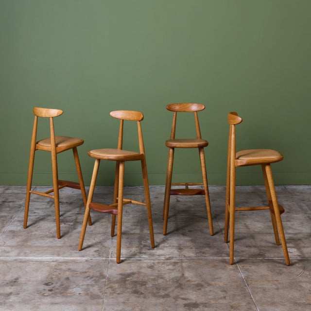 Mid-Century Modern Set of Four Vilhelm Wohert Bar Stools for Stolefabriken Odense For Sale - Image 3 of 17