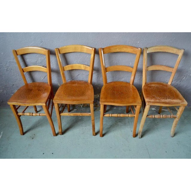 Rustic Vintage Bistrot Chairs, Set of 4 For Sale - Image 3 of 9