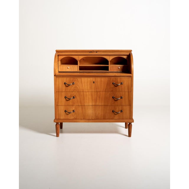 Vintage Scandinavian Elm Secretary, 1950s For Sale - Image 3 of 13