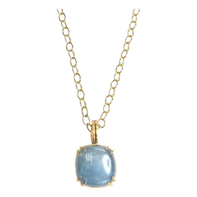 Aquamarine Cushion Enhancer 2pc Necklace For Sale