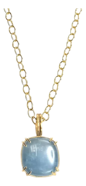 Aquamarine Cushion Enhancer 2pc Necklace