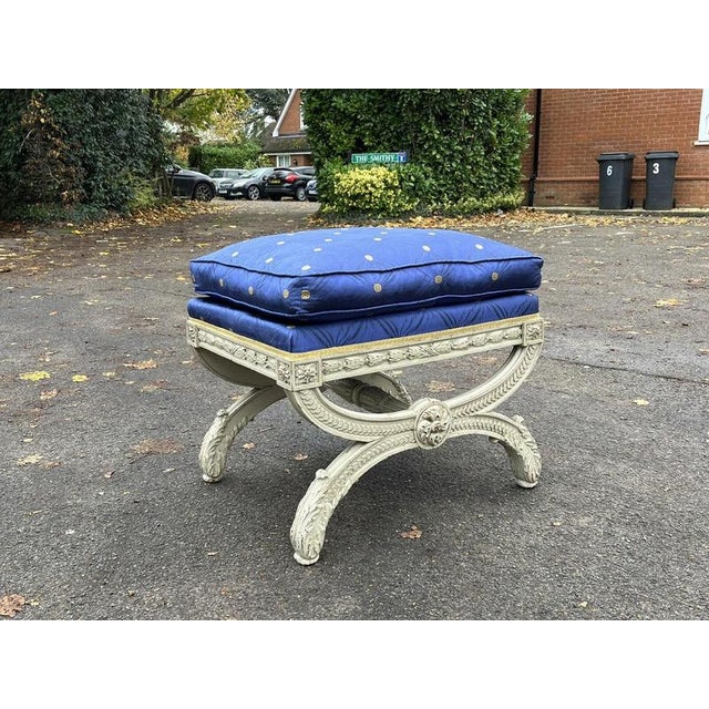 Country House Stool in Carved Frame For Sale - Image 5 of 12
