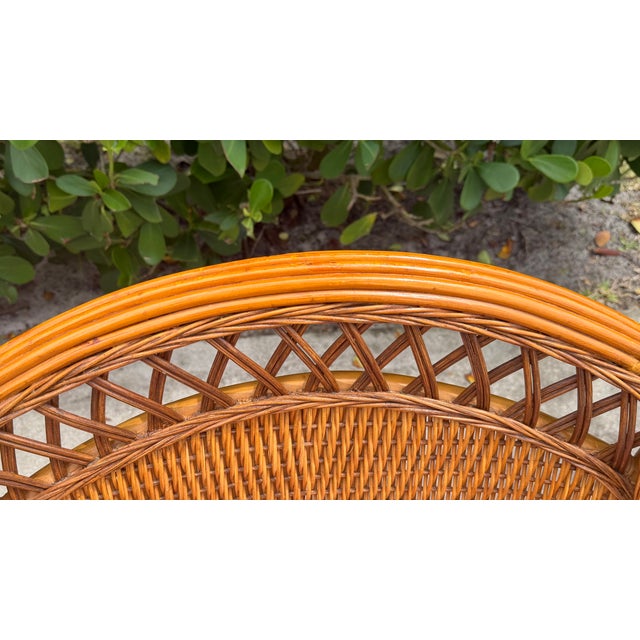 Vintage Palecek Wicker Dining Armchairs With Cushions – Set of 4 For Sale - Image 16 of 18