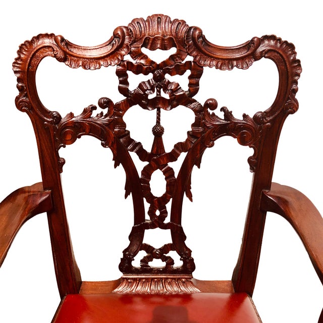 Set of Eight English Carved Mahogany George III Style Dining Chairs, Circa 1870 For Sale - Image 4 of 7