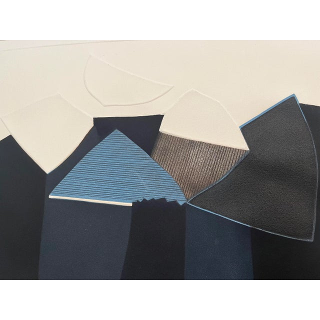 1970s Original Signed 1975 Framed 'Falaise Noire' Embossed Color Aquatint by Bertrand Dorny For Sale - Image 5 of 6