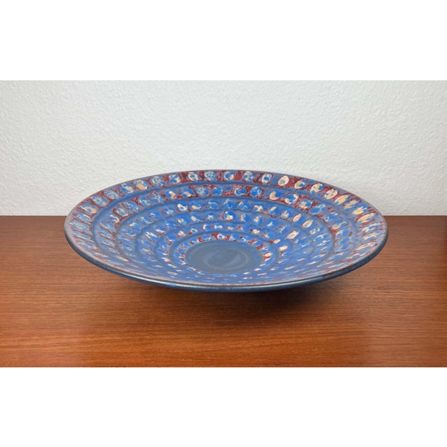 Large Mid-Century Modern German Studio Pottery Decorative Wall Plate by Eva Fritz-Lindner for Karlsruher Majolika, 1960s,...