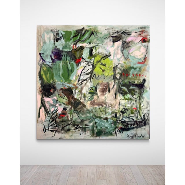 Contemporary Abstract Acrylics , Oil and Charcoal on Raw Canvas "In the Hammock" by Petra Schott For Sale - Image 4 of 8