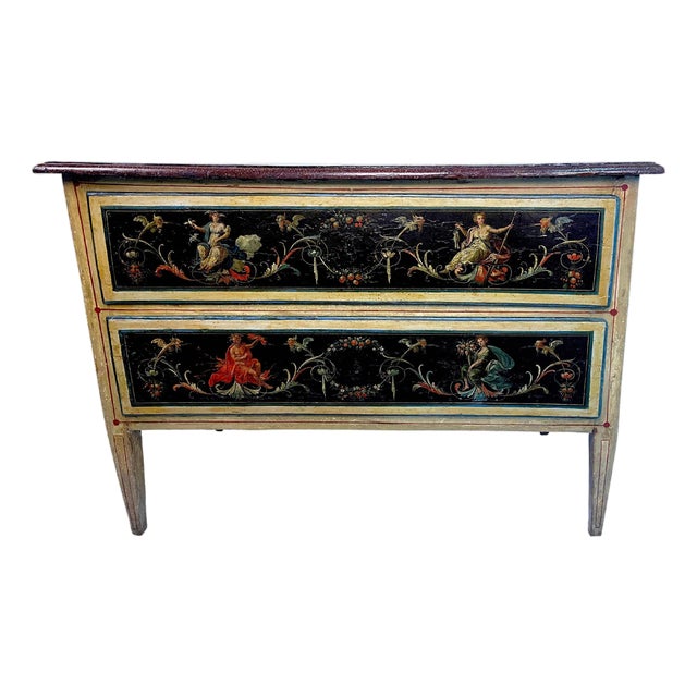 18th Century Italian Neoclassical Paint Decorated Commode For Sale
