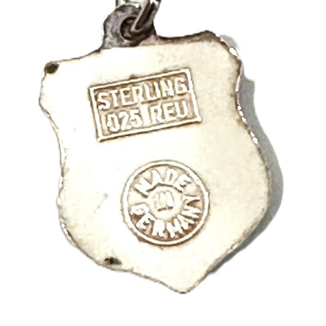 Florida Vintage Fritz Reu Sterling Silver Enamel Charm on New 18 Inch Gold Filled Necklace For Sale - Image 4 of 5