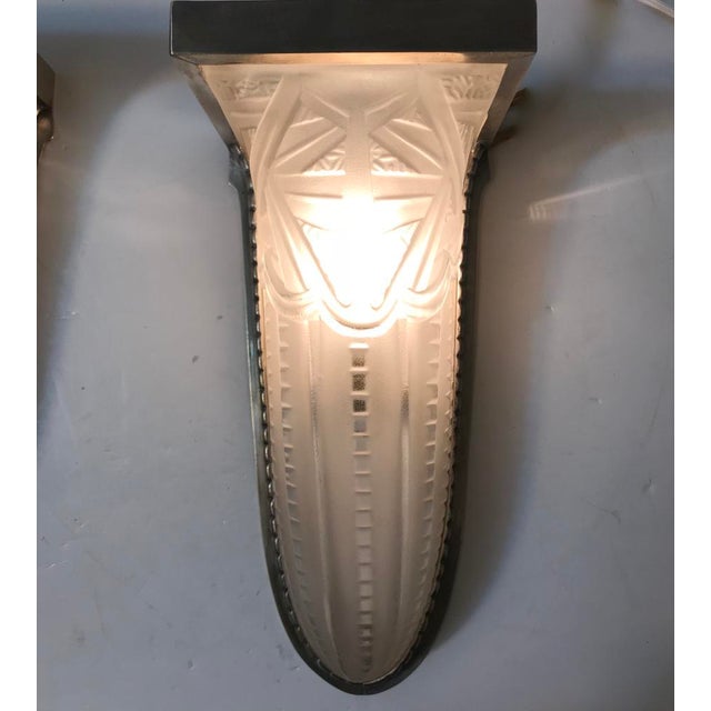 Geometric French Art Deco Wall Sconces - a Pair For Sale - Image 12 of 13