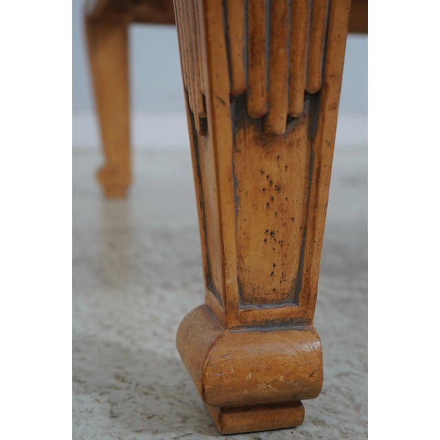 Glass & Carved Wood Square Cocktail Coffee Table For Sale - Image 12 of 14