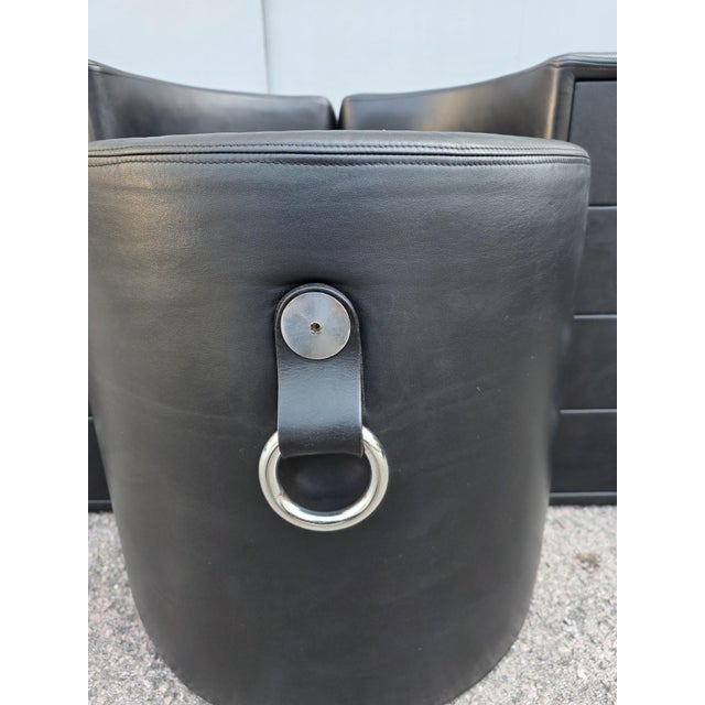 1970s Chest of Drawers with Black Leather Stool by Guido Faleschini for I4 Mariani, 1970, Set of 3 For Sale - Image 5 of 12