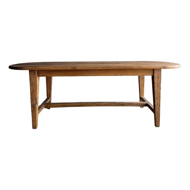 Reclaimed Pine Oval Dining Table European Farmhouse Style For Sale