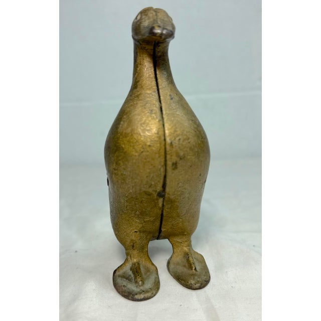Gold Antique 1900's Ac Williams Hand Painted Cast Iron Gold Duck Goose Still Bank For Sale - Image 8 of 10