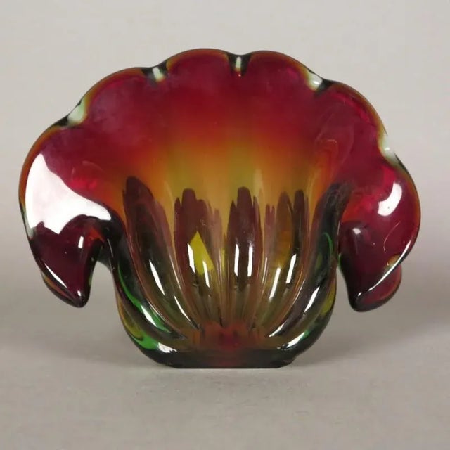 Vintage Red and Green Murano Glass Bowl For Sale - Image 9 of 15