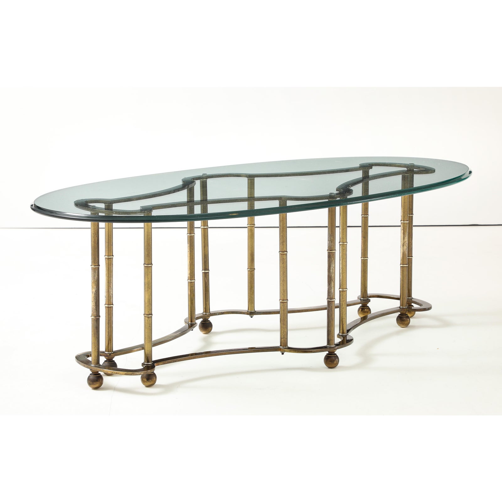 1970's Mastercraft Brass Oval Coffee Table | Vintage MCM