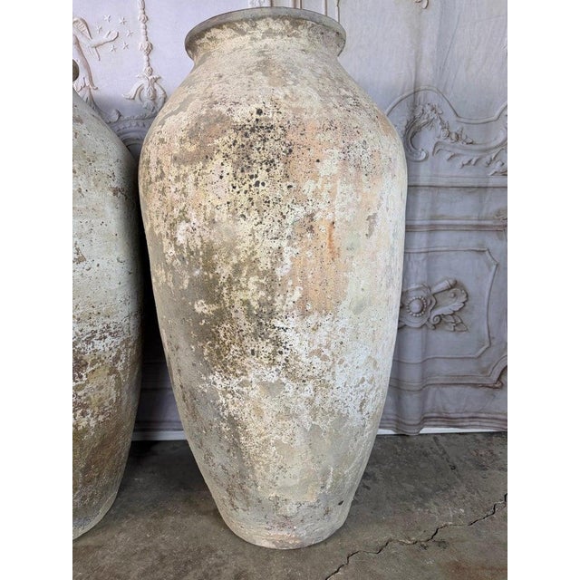 Pair of Monumental Terracotta Olive Jars With Weathered Patina For Sale - Image 10 of 17