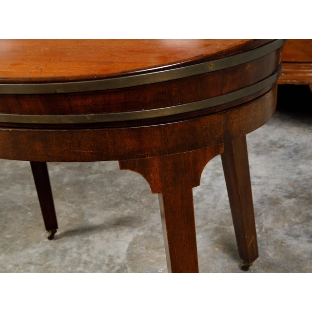 19th Century English 19th Century Oval Mahogany Tray Top Table with Brass Accents and Casters For Sale - Image 5 of 10