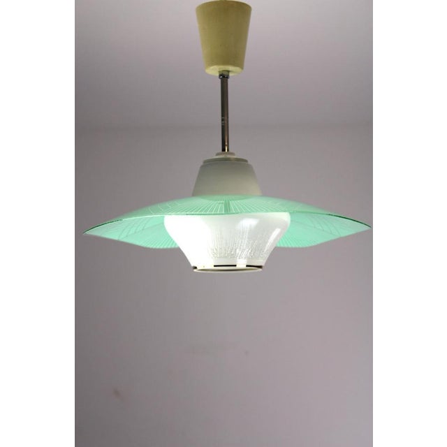 Aqua Glass Pendant Lamp, Austria, 1950s For Sale - Image 8 of 8