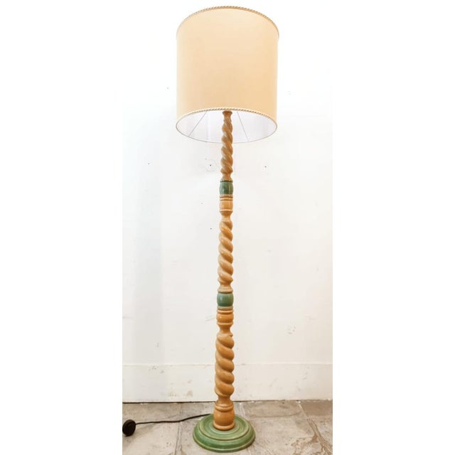 Wood Floor Lamp with Twisted Wood Base For Sale - Image 7 of 14
