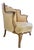 Vintage French Louis XV Style Wingback Bergère Chair — Carved Wood Frame, Hand-Tied Springs For Sale