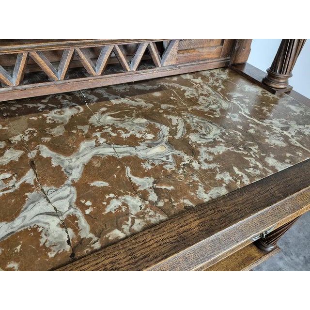 Stone Gothic Sideboard in Walnut & Griotte Marble For Sale - Image 7 of 12