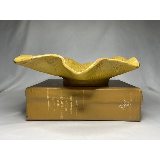 Ceramic Vintage Organic Modern Studio Pottery Terra Cotta Decorative Bowl, Canary Yellow For Sale - Image 7 of 12