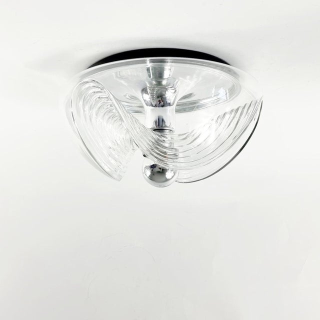 Peill & Putzler 1 of 2 XL Space Age Mid-Century Glass Ceiling Light/Flush Mount Wave/Futura Model by Koch & Lowy for Peill & Putzler, Germany, 1970s For Sale - Image 4 of 14