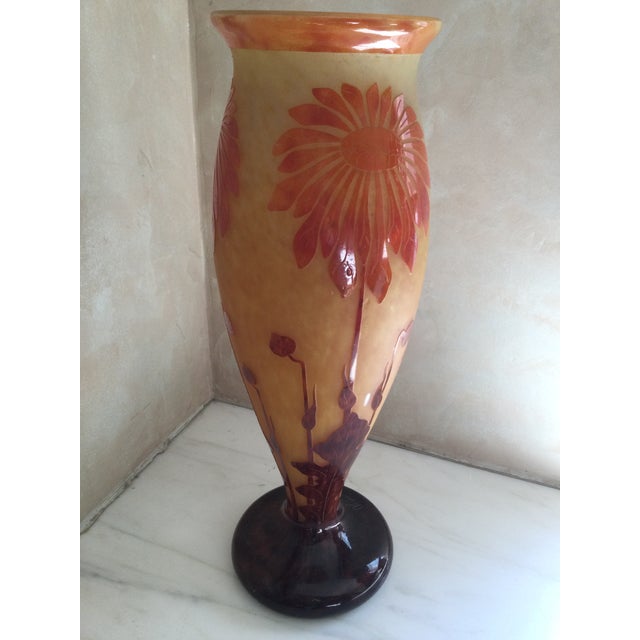 Gold 1920’s Le Verre Francais Art Glass Vase For Sale - Image 8 of 8