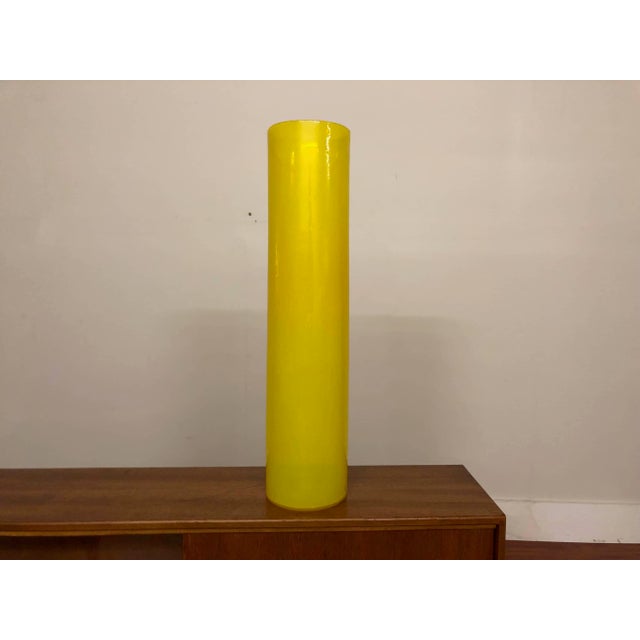 James Mongrain Yellow Glass Tall Cylinder Vase For Sale - Image 12 of 12