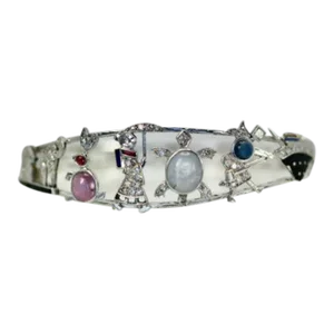 1930s Art Deco Platinum Charms on Bracelet