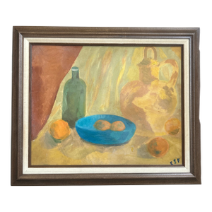 1960’s Original Rustic Fruit Bowl & Pitcher Still Life Painting