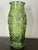 1960s Vintage 1960s Century Small Avocado Green Pressed Glass Vase For Sale - Image 5 of 12